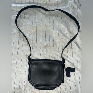Coach Mini Black Leather Saddle Bag Reissue Crossbody Bag